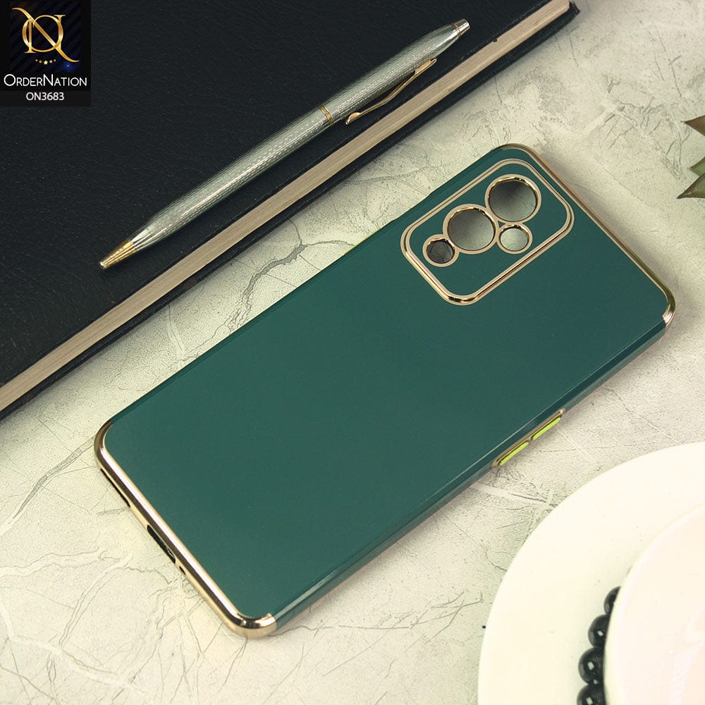 OnePlus 9 Cover - Dark Green - Electroplated Shiny Borders Soft Silicon Camera Protection Case