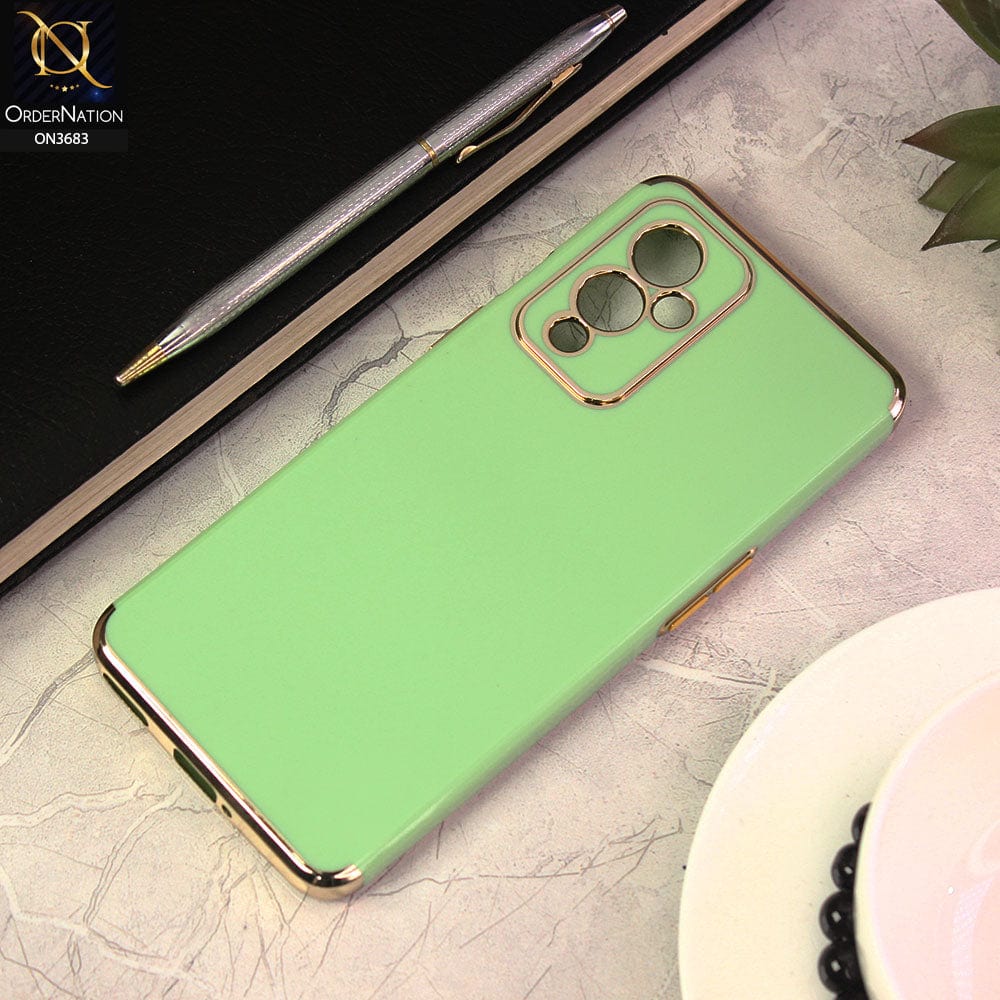 OnePlus 9 Cover - Light Green - Electroplated Shiny Borders Soft Silicon Camera Protection Case