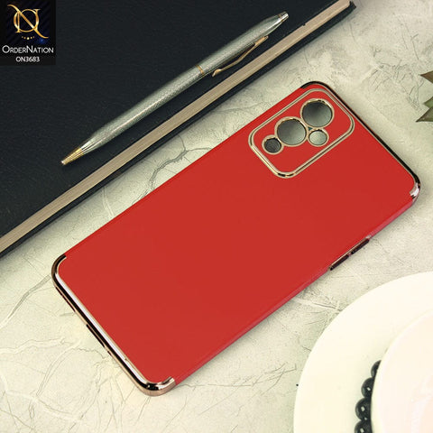 OnePlus 9 Cover - Red - Electroplated Shiny Borders Soft Silicon Camera Protection Case