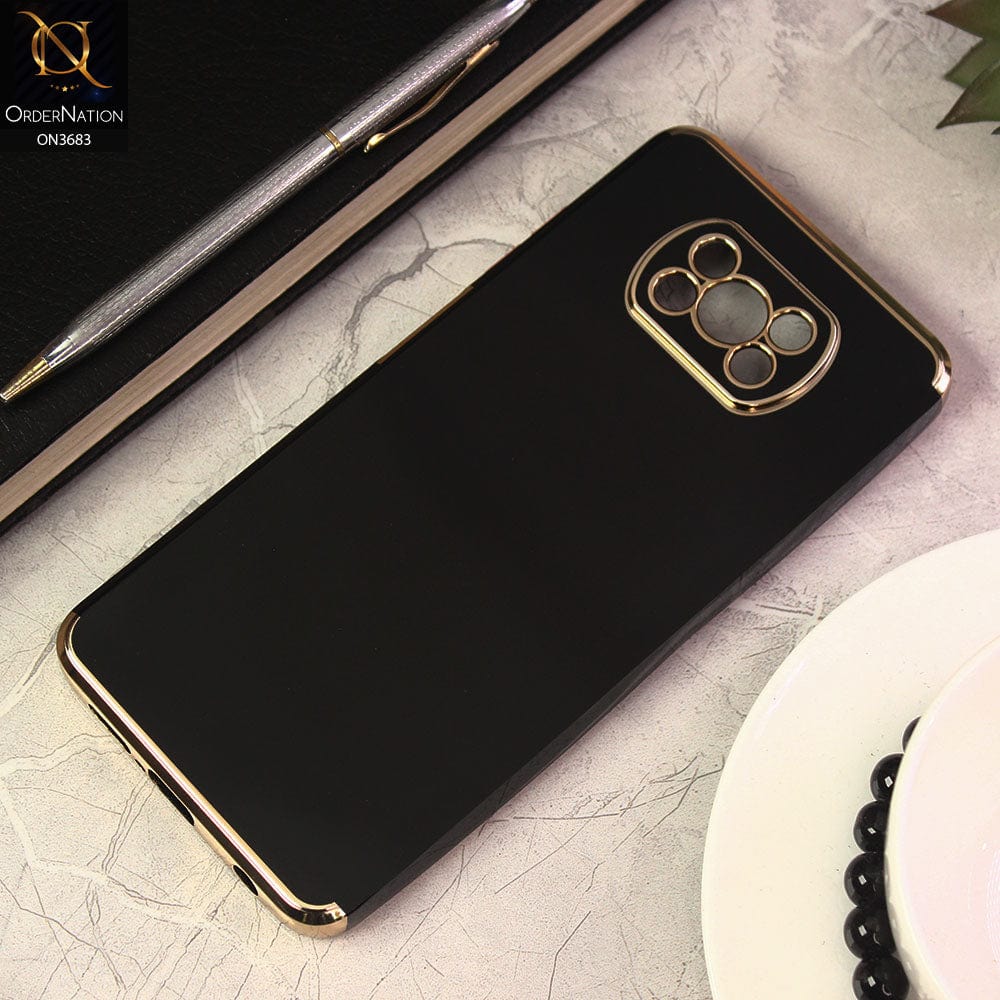 Xiaomi Poco X3 Cover - Black - Electroplated Shiny Borders Soft Silicon Camera Protection Case