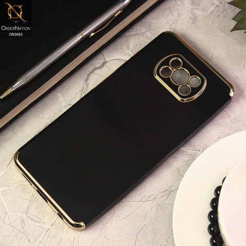 Xiaomi Poco X3 Cover - Black - Electroplated Shiny Borders Soft Silicon Camera Protection Case