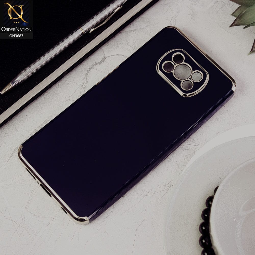 Xiaomi Poco X3 Cover - Blue - Electroplated Shiny Borders Soft Silicon Camera Protection Case