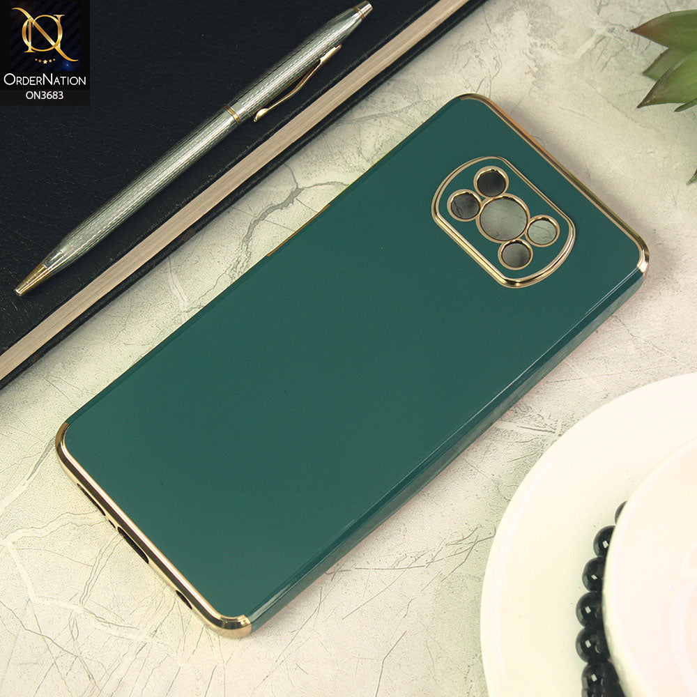 Xiaomi Poco X3 Pro Cover - Dark Green - Electroplated Shiny Borders Soft Silicon Camera Protection Case