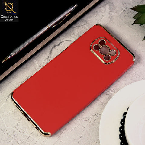 Xiaomi Poco X3 Cover - Red - Electroplated Shiny Borders Soft Silicon Camera Protection Case