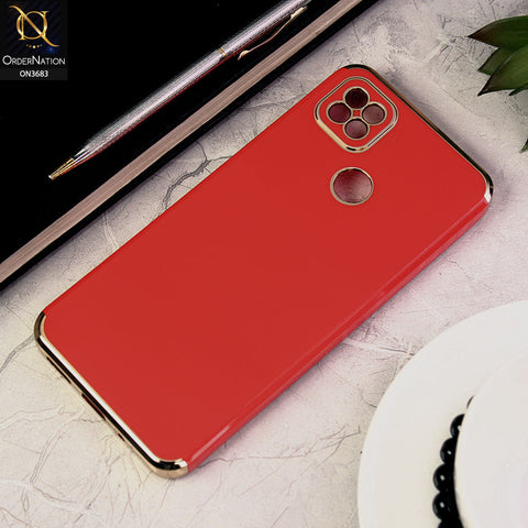 Xiaomi Redmi 10A Cover - Red - Electroplated Shiny Borders Soft Silicon Camera Protection Case
