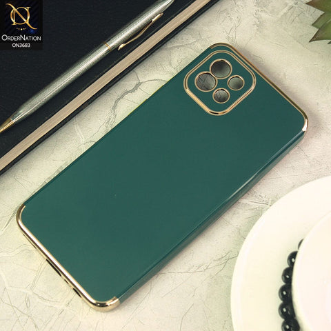 Samsung Galaxy A03 Cover - Dark Green - Electroplated Shiny Borders Soft Silicon Camera Protection Case