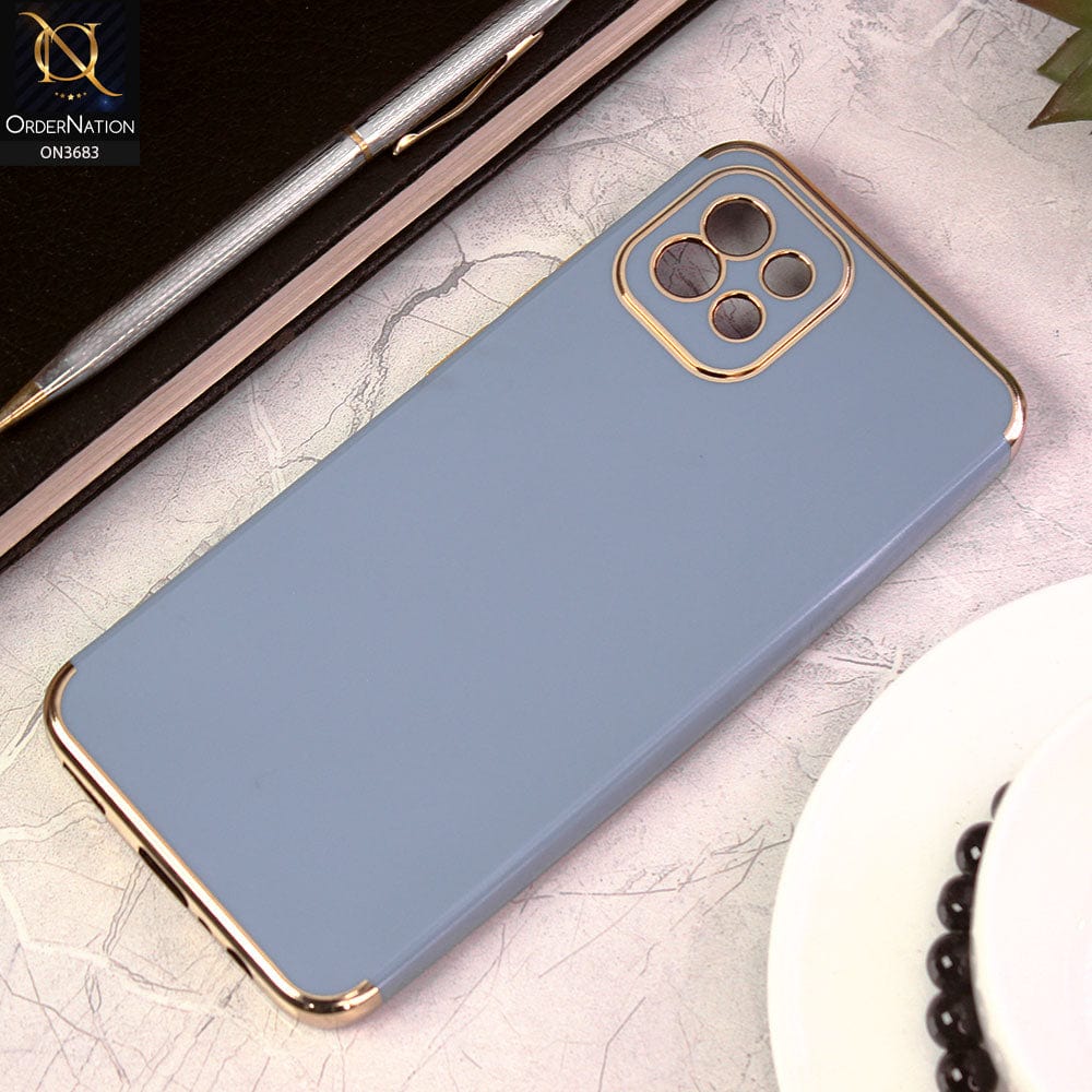 Samsung Galaxy A03 Cover - Gray - Electroplated Shiny Borders Soft Silicon Camera Protection Case