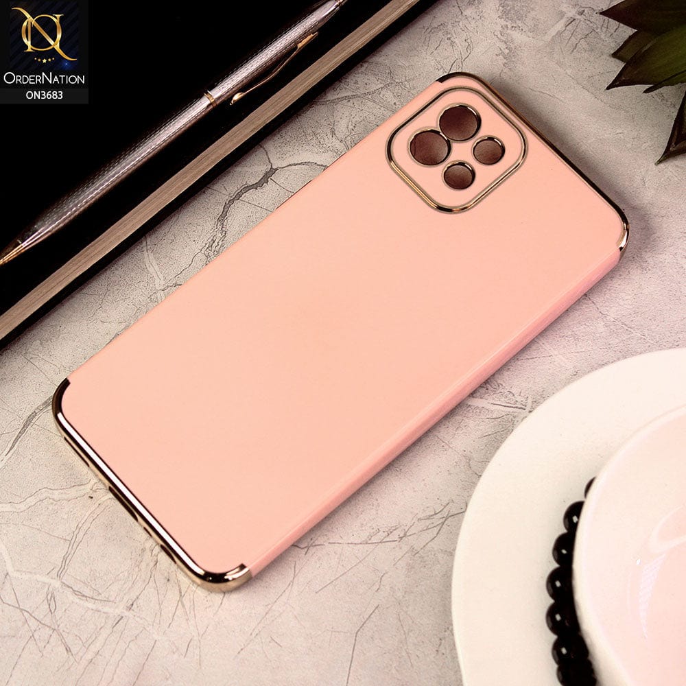 Samsung Galaxy A03 Cover - Pink - Electroplated Shiny Borders Soft Silicon Camera Protection Case