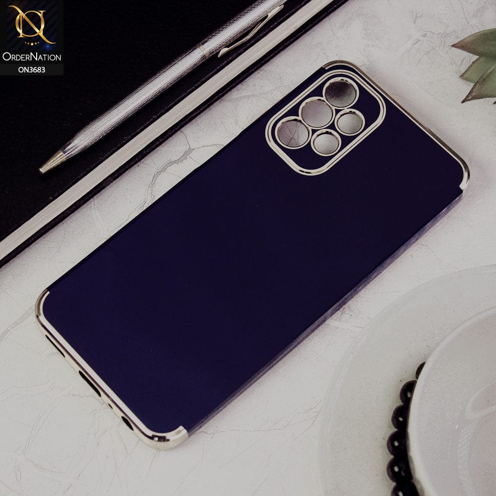 Samsung Galaxy A13 Cover - Blue - Electroplated Shiny Borders Soft Silicon Camera Protection Case