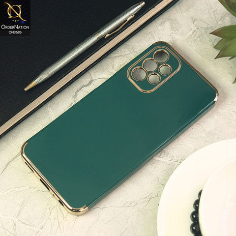Samsung Galaxy A13 Cover - Dark Green - Electroplated Shiny Borders Soft Silicon Camera Protection Case
