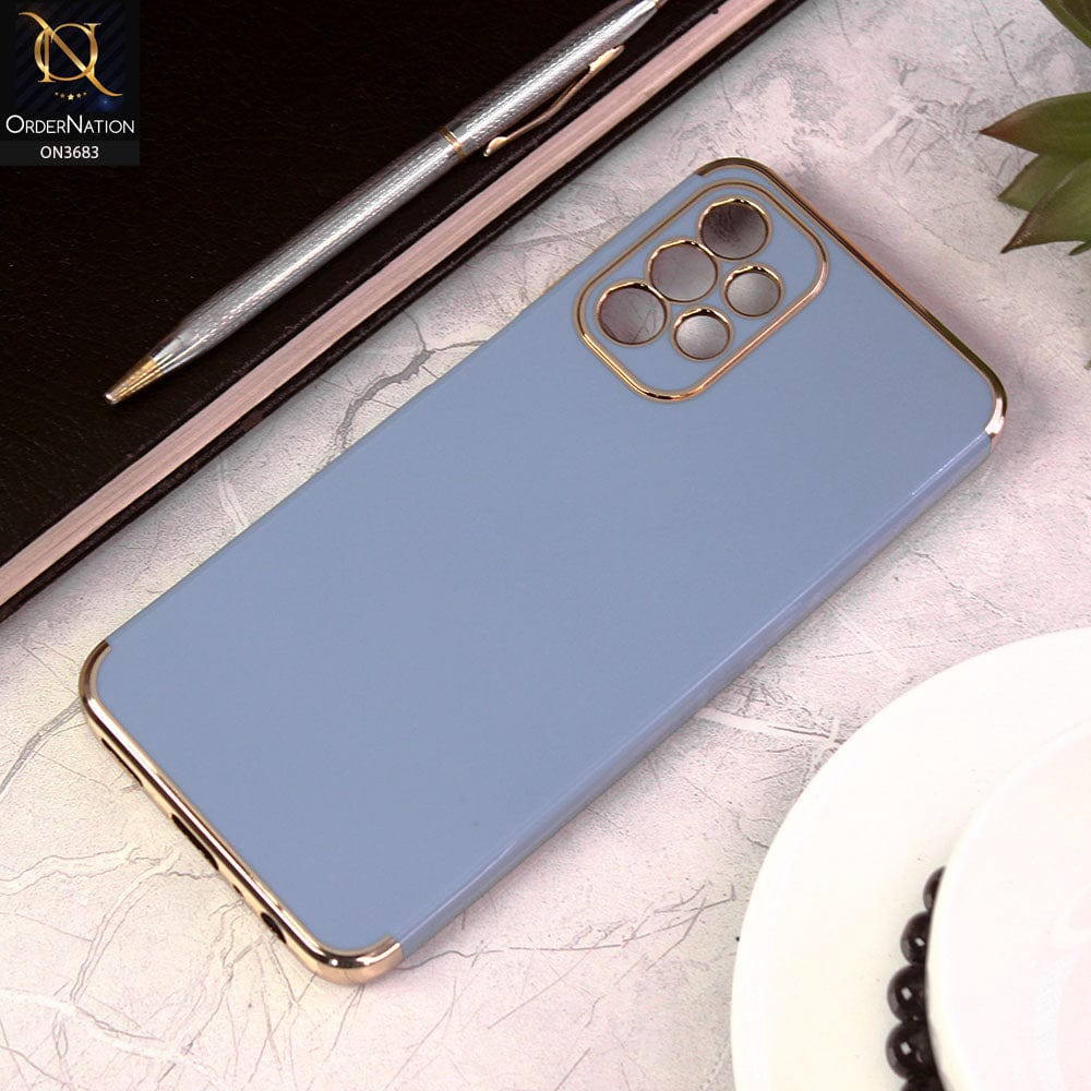 Samsung Galaxy A13 Cover - Gray - Electroplated Shiny Borders Soft Silicon Camera Protection Case