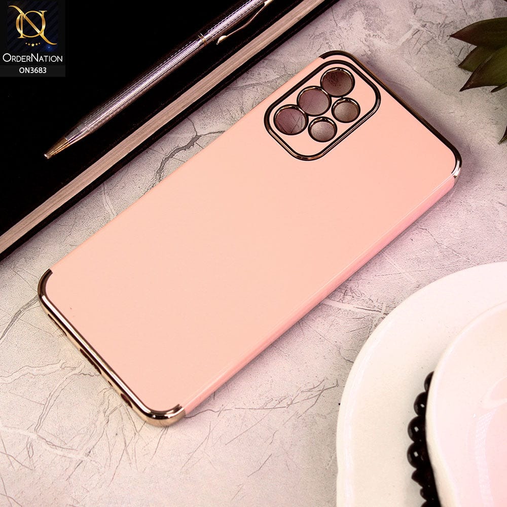 Samsung Galaxy A13 Cover - Pink - Electroplated Shiny Borders Soft Silicon Camera Protection Case
