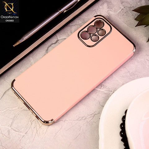 Samsung Galaxy A13 Cover - Pink - Electroplated Shiny Borders Soft Silicon Camera Protection Case