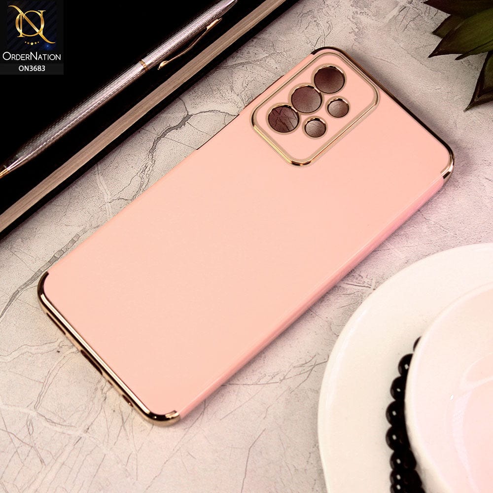 Samsung Galaxy A23 5G Cover - Pink - Electroplated Shiny Borders Soft Silicon Camera Protection Case