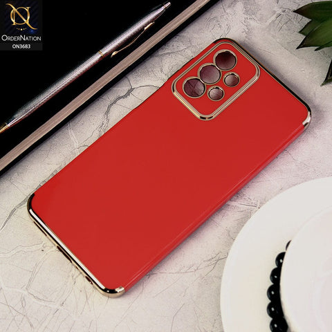 Samsung Galaxy A23 Cover - Red - Electroplated Shiny Borders Soft Silicon Camera Protection Case