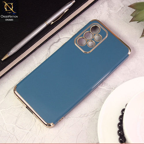 Samsung Galaxy A33 5G Cover - Blue - Electroplated Shiny Borders Soft Silicon Camera Protection Case