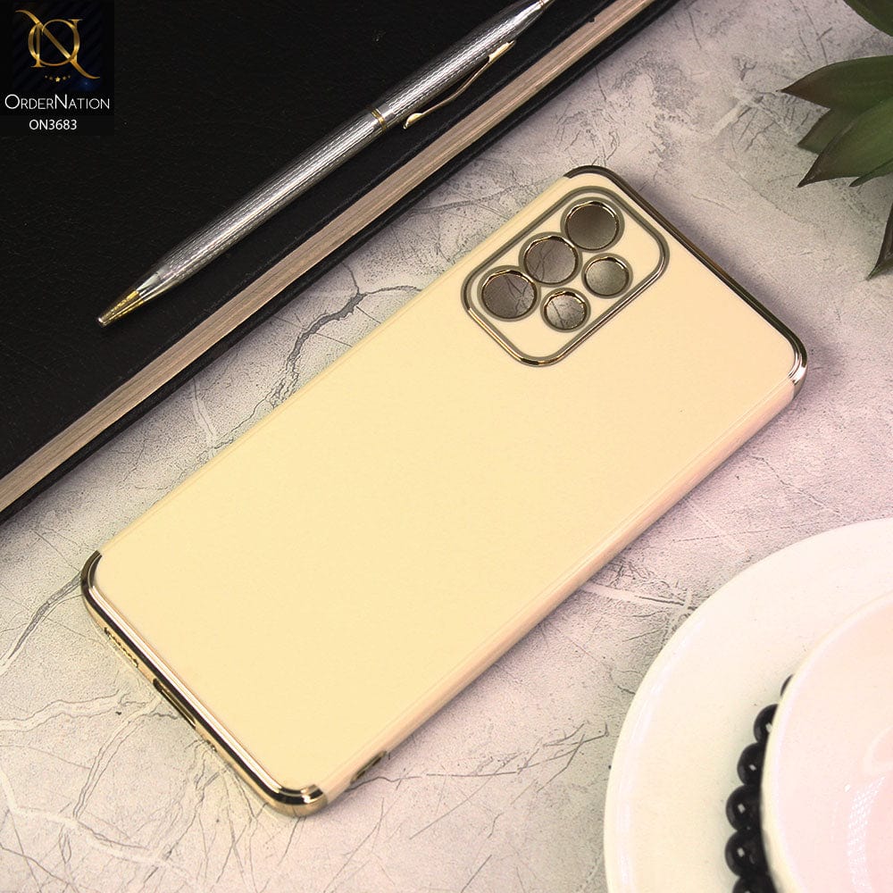 Samsung Galaxy A33 5G Cover - Off Whtie - Electroplated Shiny Borders Soft Silicon Camera Protection Case