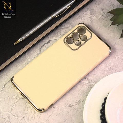 Samsung Galaxy A33 5G Cover - Off Whtie - Electroplated Shiny Borders Soft Silicon Camera Protection Case