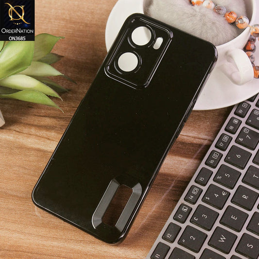 Oppo A77s Cover - Black - Soft Silicone Camera Lense Protector Logo Hole Case