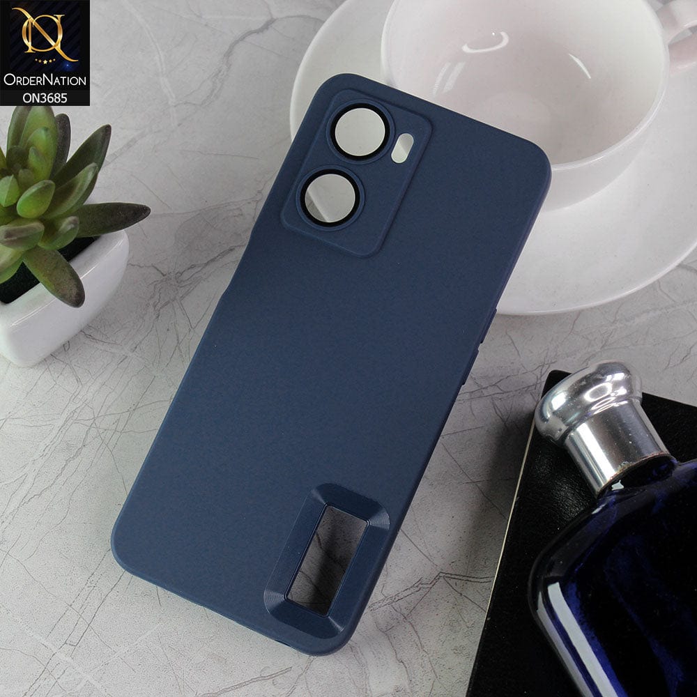 Oppo A57e Cover - Blue - Soft Silicone Camera Lense Protector Logo Hole Case