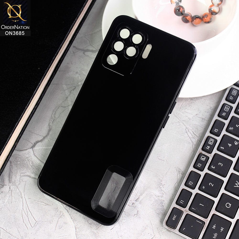 Oppo F19 Pro Cover - Black - Soft Silicone Camera Lense Protector Logo Hole Case