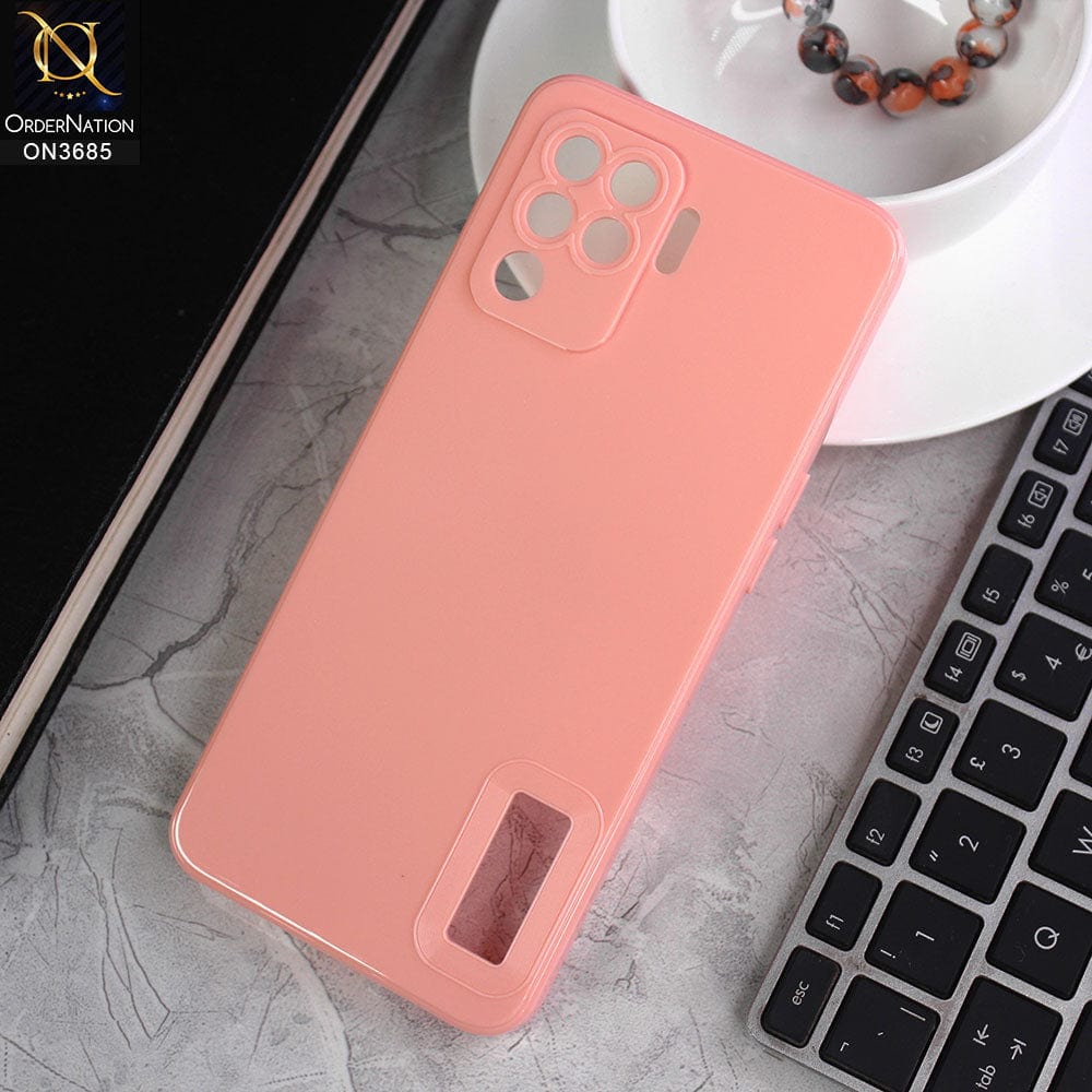 Oppo F19 Pro Cover - Pink - Soft Silicone Camera Lense Protector Logo Hole Case