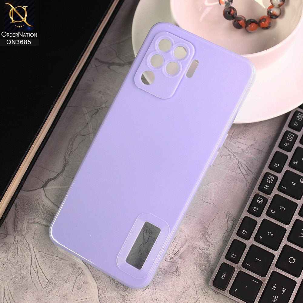 Oppo A94 Cover - Light Purple - Soft Silicone Camera Lense Protector Logo Hole Case