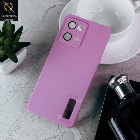 Oppo F21 Pro 4G Cover - Dark Purple - Soft Silicone Camera Lense Protector Logo Hole Case