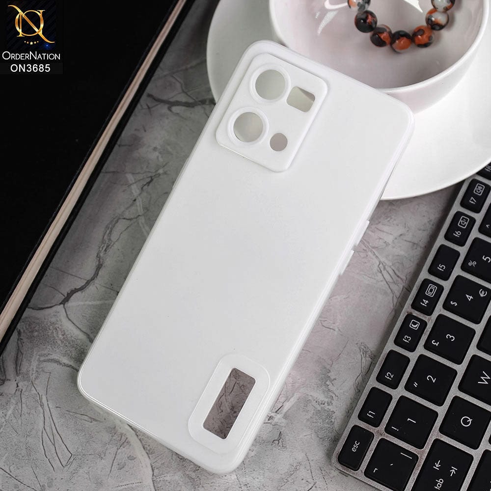 Oppo Reno 7 4G Cover - White - Soft Silicone Camera Lense Protector Logo Hole Case