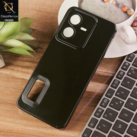 Vivo Y22 Cover - Black - Soft Silicone Camera Lense Protector Logo Hole Case