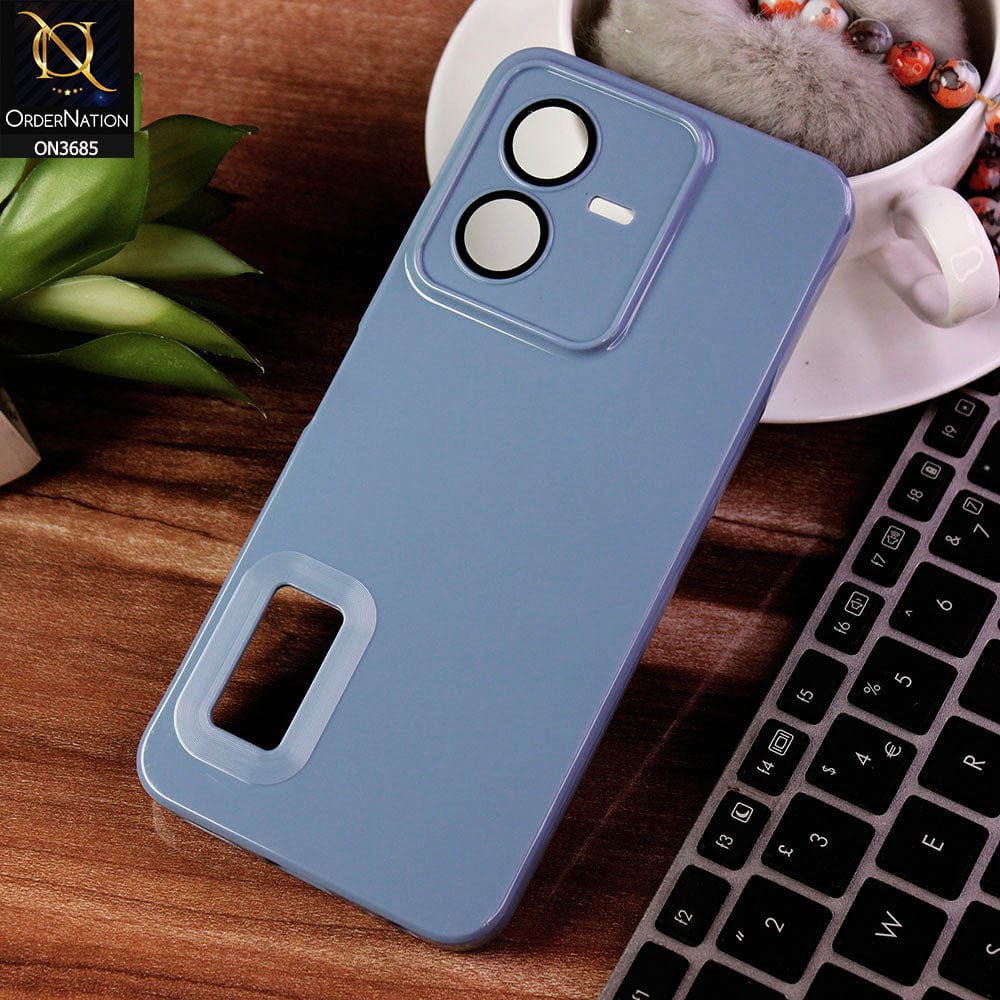 Vivo Y22 Cover - Gray - Soft Silicone Camera Lense Protector Logo Hole Case