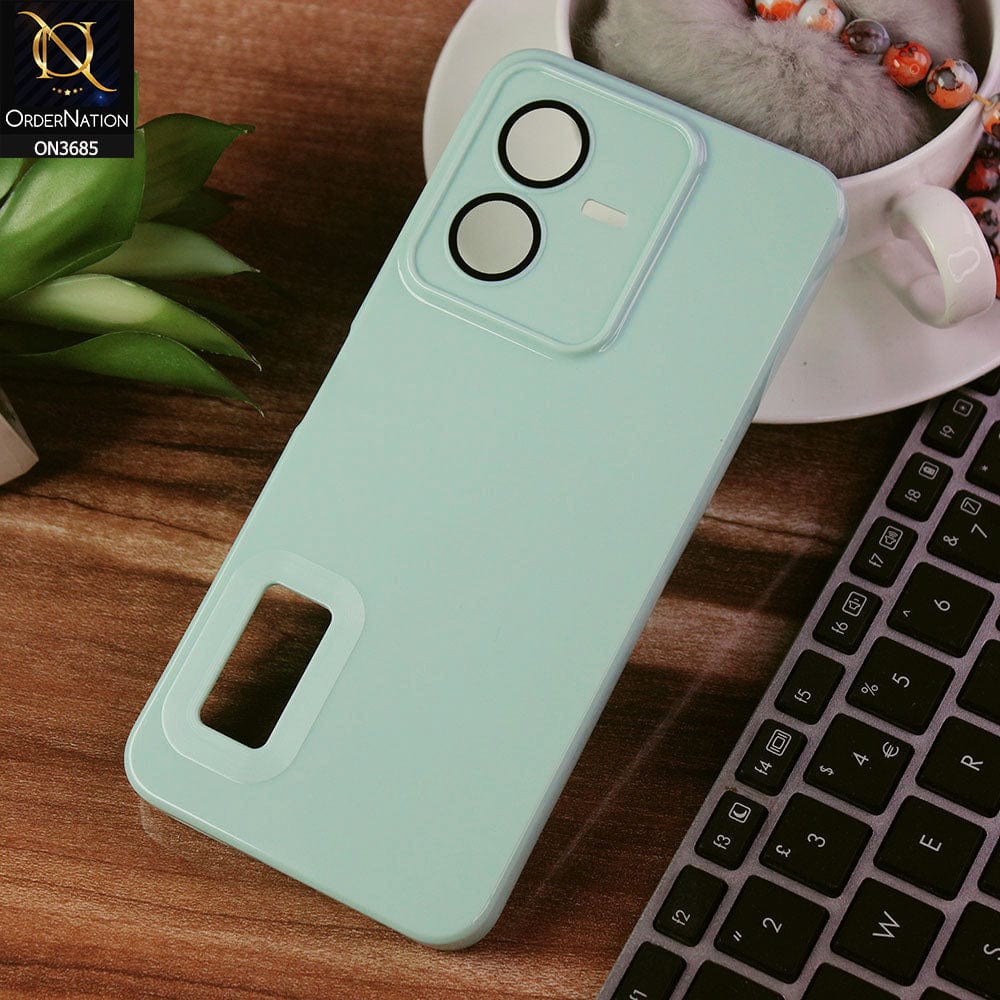 Vivo Y22 Cover - Light Green - Soft Silicone Camera Lense Protector Logo Hole Case