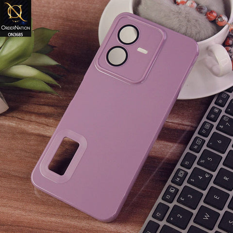 Vivo Y22 Cover - Purple - Soft Silicone Camera Lense Protector Logo Hole Case