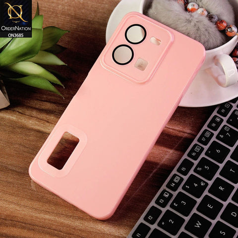 Vivo Y35 4G Cover - Pink - Soft Silicone Camera Lense Protector Logo Hole Case