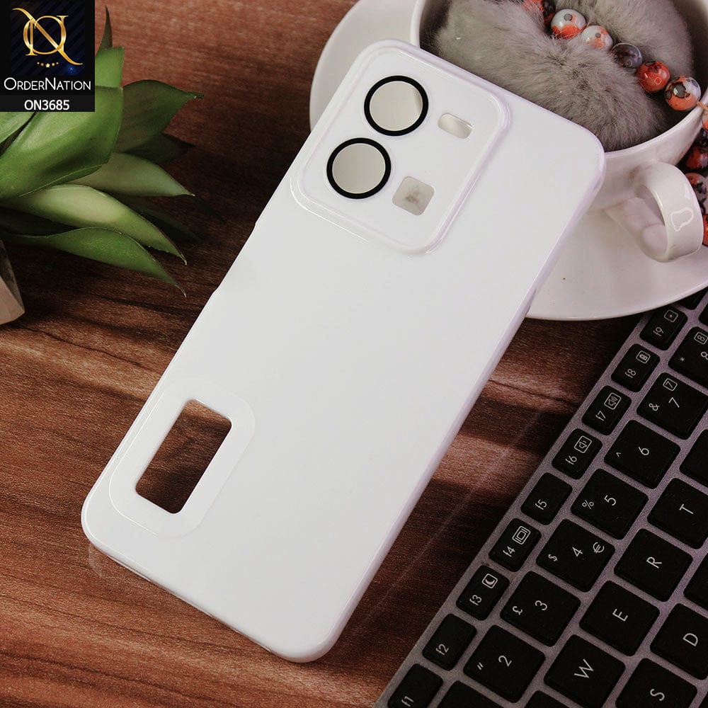 Vivo Y35 4G Cover - White - Soft Silicone Camera Lense Protector Logo Hole Case