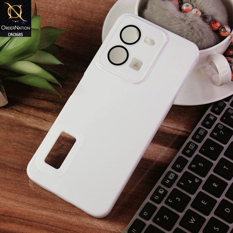 Vivo Y35 4G Cover - White - Soft Silicone Camera Lense Protector Logo Hole Case
