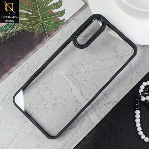Samsung Galaxy A50s Cover - Black - New Electroplating Camera Ring Colored Soft Silicon Borders Protective Clear Back Case