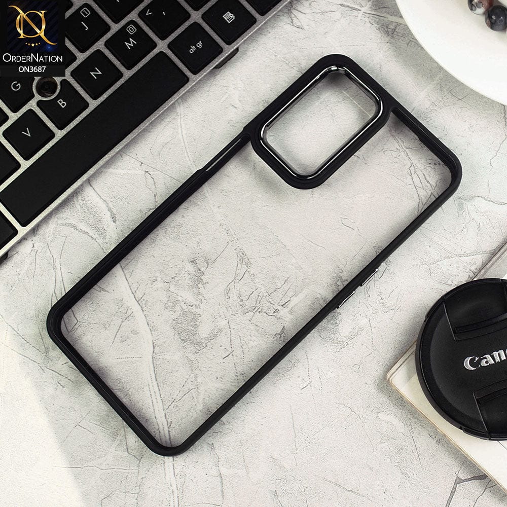 Oppo A55 5G Cover - Black - New Electroplating Camera Ring Colored Soft Silicon Borders Protective Clear Back Case
