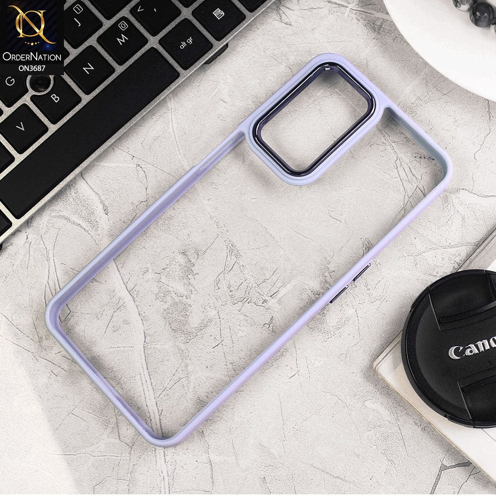 Oppo A55 5G Cover - Gray - New Electroplating Camera Ring Colored Soft Silicon Borders Protective Clear Back Case