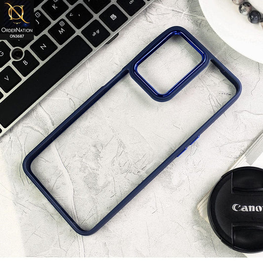 Oppo A77 5G Cover - Blue - New Electroplating Camera Ring Colored Soft Silicon Borders Protective Clear Back Case