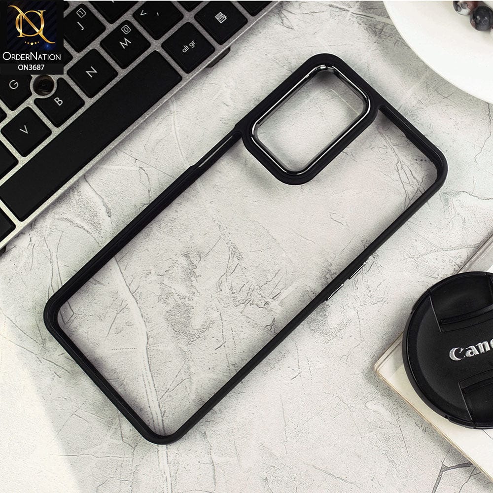 Realme 9i Cover - Black - New Electroplating Camera Ring Colored Soft Silicon Borders Protective Clear Back Case