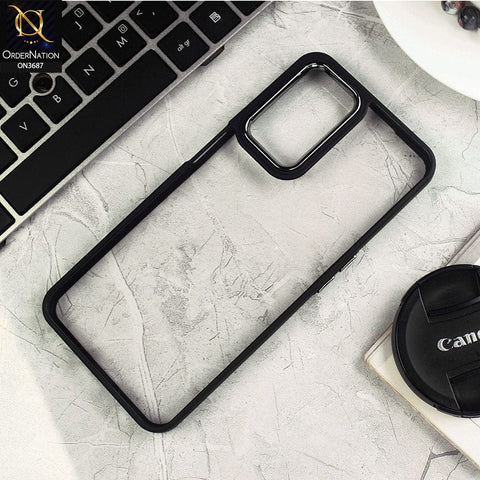 Realme 9i Cover - Black - New Electroplating Camera Ring Colored Soft Silicon Borders Protective Clear Back Case