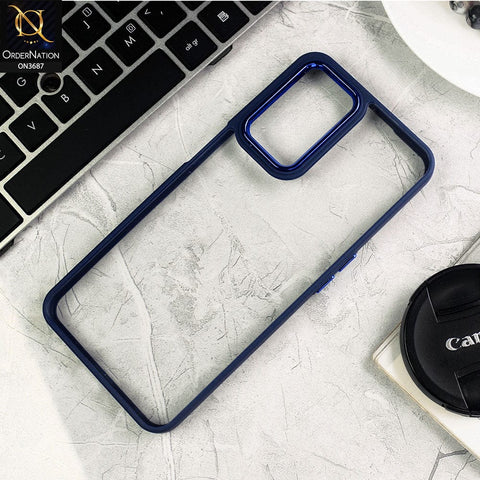 Oppo A76 Cover - Blue - New Electroplating Camera Ring Colored Soft Silicon Borders Protective Clear Back Case