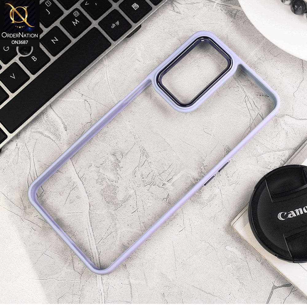 Oppo A76 Cover - Gray - New Electroplating Camera Ring Colored Soft Silicon Borders Protective Clear Back Case