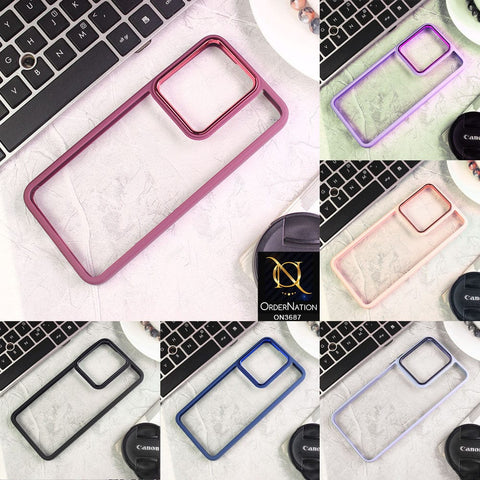 Vivo Y51s Cover - Pink - New Electroplating Camera Ring Colored Soft Silicon Borders Protective Clear Back Case