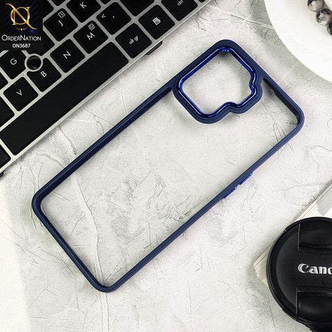 Oppo A94 Cover - Blue - New Electroplating Camera Ring Colored Soft Silicon Borders Protective Clear Back Case
