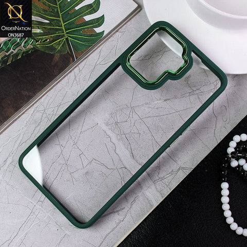 Oppo F19 Pro Cover - Green - New Electroplating Camera Ring Colored Soft Silicon Borders Protective Clear Back Case
