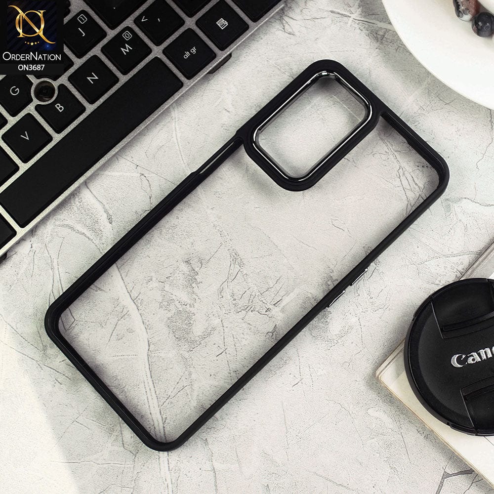 Oppo Reno 7Z 5G Cover - Black - New Electroplating Camera Ring Colored Soft Silicon Borders Protective Clear Back Case