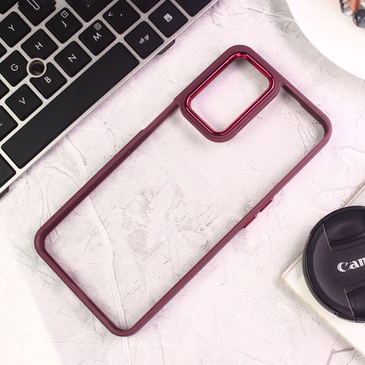 OnePlus Nord N20 5G Cover - Maroon - New Electroplating Camera Ring Colored Soft Silicon Borders Protective Clear Back Case