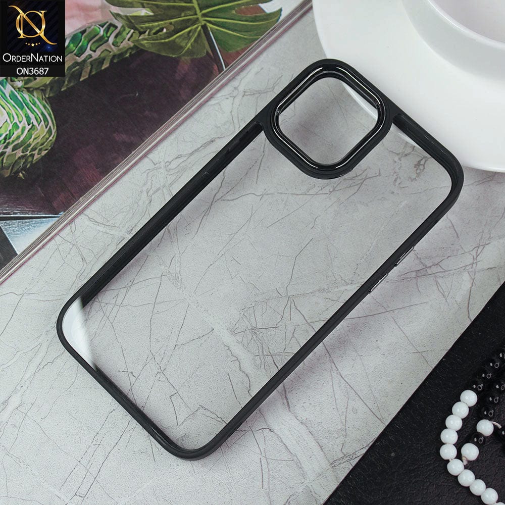 iPhone 11 Pro Cover - Black - New Electroplating Camera Ring Colored Soft Silicon Borders Protective Clear Back Case